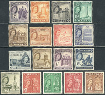 MALTA Sc.246/262, 1956/7 Complete Set Of 17 Mint Values Of Fine Quality (the Hig - Malta