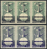 PORTUGAL Sc.747/8, 1952 OTAN, Cpl. Set Of 3 Values In MNH Strips Of 3, Very Fine - Otros & Sin Clasificación