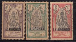 3v Used French India  1923 New Currency Series, Mythology, Bird, Snake, Reptile - Used Stamps