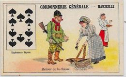 Chromo Jeu De Cartes Carte à Jouer Playing Cards 10,8 X 6,7 Scan Du Dos Marseille Chasse - Other & Unclassified
