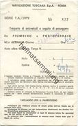Italien - Transporte Di Antoveicoli A Seguito Di Passeggero - Piombino A Portoferraio - Autofähre Fahrschein 1972 - Europa