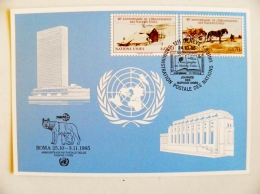 Post Card From Un United Nations 1985 Fdc Special Cancel Geneve Roma Italia 85 - Cartas & Documentos