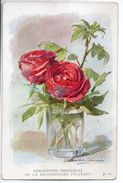 Signée Madeleine Lemaire : Vase Aux Roses Rouges ( Phosphatine Fallières ) - Bloemen
