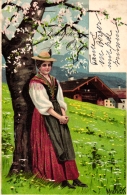 Ostern, Dame Vor Einem Blühenden Baum Sign. Mailick, 1904 Von Und Nach Bern Versandt - Mailick, Alfred