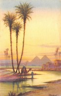 EGYPTE   PYRAMIDES   NIL  CARTE DESSINEE  ILLUSTRATEUR - Pyramides