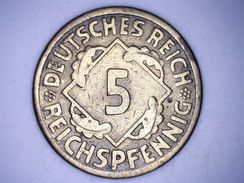 ALLEMAGNE - 5 REICHSPFENNIG 1925.F - 5 Renten- & 5 Reichspfennig