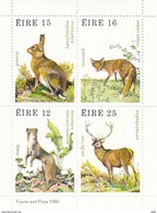 1980, Irland, 421/24 Block 3, Jagdbare Wildtiere, MNH **. - Blocks & Sheetlets