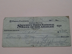 FRESNO Branch SECURITY-FIRST NATIONAL BANK Of LOS ANGELES Fulton ( Order ) Anno 1931 ( Zie Foto Details ) !! - USA