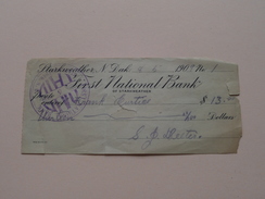 FIRST NATIONAL BANK Of STARKWEATHER N. Dak. ( Order ) Anno 1909 ( Zie Foto Details ) !! - Stati Uniti