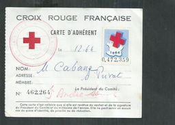 France. Carte D'adhérent Croix Rouge 1964 Avec Vignettes. Alès (Gard) 1964 - Croix Rouge