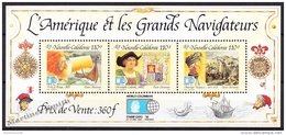 New Caledonia - Nouvelle Calédonie 1992 Yvert BF-14 America & Great Navigators - MNH - Miniature Sheet - Blocs-feuillets