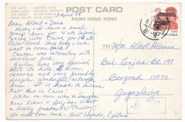 CHINA Stamp, Hong Kong Postcard , Sent To Yugoslavia,  Stamp 1988 - Cartas & Documentos