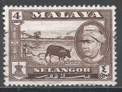 Malaya, Selangor 1957. Scott #104 (U) Sultan Hisam-ud-Din Alam Shah, Ricefield - Selangor