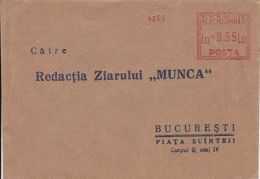 65804- AMOUNT 0.55 RED MACHINE STAMPS ON COVER, ABOUT 1950, ROMANIA - Lettres & Documents