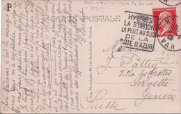 FRANCE - CARTE POSTALE AVEC DAGUIN HYERES POUR LA SUISSE - CURIOSITE LE 3 DE 1928 EMPLOYE A L'ENVERS POUR UN 2 - RARE - Lettres & Documents