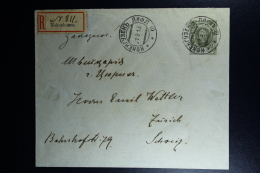 Russian Latvia : Mi  U 55 B Cover 1913 Kokenhusen Koknese  Registered To Zürich  RRR - Entiers Postaux