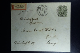 Russian Latvia : Mi  U 55 B Cover 1913 Kokenhusen Koknese  Registered To Zürich  RRR - Interi Postali