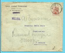 287 Op Brief Stempel BELOEIL Met Firmaperforatie (perfin) "TC" Van Banque Centrale Tournaisienne , Verso Vignet PHILIPS - 1909-34