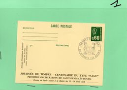 0.60 VERT BEQUET THEME JOURNEE DU TIMBRE 01 SAINT DENIS 13/03/1976 - Bijgewerkte Postkaarten  (voor 1995)