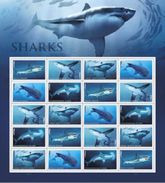 VERINIGTE STAATEN ETAS UNIS USA 2017 SHARKS PANE OF 20 V  MNH SC 5223-27SP 45 MI B5427-31 YT F5050-54 - Fogli Completi