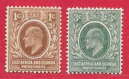 Afrique Orientale Britannique N°124 1c Brun & N°125 3c Vert 1907 * - Protettorati De Africa Orientale E Uganda