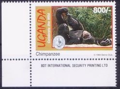 Uganda 1994 MNH Lo Corner, Chimpanzee, Monkey, Wild Animals - Affen