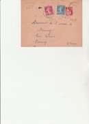 LETTRE AFFRANCHIE N° 278 B + 279 + 283  OBLITERE CACHET A DATE : GIVERVILLE -EURE  - 1938 - 1921-1960: Modern Period