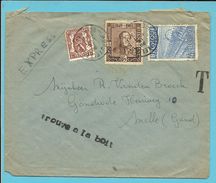 715+771+808 Op Brief Per EXPRES Met Stempel BRUXELLES , "T" Stempel + TROUVE A LA BOITE ( Rare Type !! Fortune) - 1948 Export