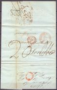 1846 , CADIZ , CARTA CIRCULADA ENTRE JEREZ DE LA FRONTERA Y LONDRES , VIA FRANCIA , TRÁNSITOS , LLEGADA - ...-1850 Préphilatélie