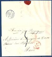 1850 , BARCELONA , CARTA CIRCULADA A PARIS , MARCA DE ENTRADA A FRANCIA POR PERPIGNAN , LLEGADA - ...-1850 Voorfilatelie