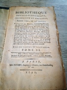 Ancien Livre 1791 Bibliothèque Physico économique Instructive Et Amusante - 1701-1800