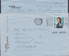 Hong Kong THE MANDARIN (Hotel) HONG KONG 1968 Cover & Original Letter To HERLEV Denmark QEII 1.30$ Stamp - Brieven En Documenten