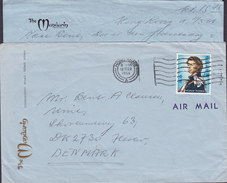 Hong Kong THE MANDARIN (Hotel) HONG KONG 1968 Cover & Original Letter To HERLEV Denmark QEII 1.30$ Stamp - Covers & Documents