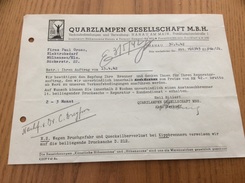 Bon De Commande Allemagne 1942 "QUARZLAMPEN GESELLSCHAFT M.B.H - HANAU" (brûleurs - "Heil Hitler") - 1900 – 1949