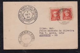 Brazil Brasil 1954 Postcard BLUMENAU ESCOLA Postmark To ALEGRETE - Briefe U. Dokumente