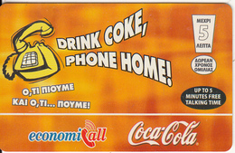 GREECE - Coca Cola, EconomiCall By Petroulakis Promotion Prepaid Card, Mint - Grecia