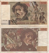 FRANCE   100 Francs  (Eugene Delacroix) P154  Various Dates   Circulated   F/VF - 100 F 1978-1995 ''Delacroix''