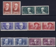 France : Yv Nr  380 385 Paires MH/* Falz/ Charniere - Ungebraucht