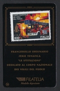 1999 ITALIA REPUBBLICA "CORPO NAZIONALE VIGILI DEL FUOCO" TESSERA FILATELICA (N. 19) - Philatelic Cards