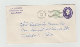 ENTIER POSTAL - Manton - MICHIGAN - COX HARDWARE - Timbre En Relief - 1941-60