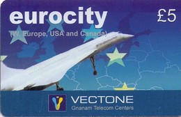 TARJETA TELEFONICA DE GRAN BRETAÑA. (556) (PREPAGO) EUROCITY - CONCORDE - Avions