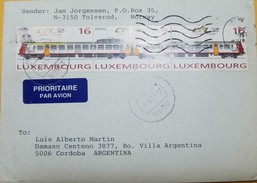 O) 1997 LUXEMBURG. TRAIN, CFL FROM 1946, COVER TO ARGENTINA, XF - Covers & Documents