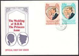A5278 BRITISH ANTARCTIC TERRITORY 1973, SG 59-61 Royal Wedding,  FDC - Storia Postale