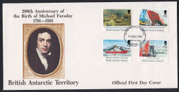 E0258 BRITISH ANTARCTIC TERRITORY 1991, SG 204-7  200th Birth Anniv M Faraday,  FDC - Covers & Documents