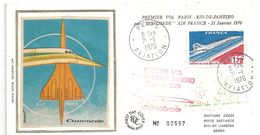 Timbre/enveloppe FDC Concorde Premier Vol PARIS/RIO -21/01/1976 - 1970-1979