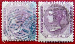 BRITISH INDIA 1860 8p Queen Victoria BOTH SHADES Used SG52,53 CV£18 UNWATERMARKED - 1858-79 Compagnie Des Indes & Gouvernement De La Reine