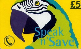 REINO UNIDO. GB-PRE-DES-0001. LORO - PARROT. Speak 'n' Save - Parrot. Telco Logo. (571) - Loros