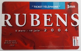 Télécarte Prépayée France Télécom  PR 182 Rubens Rouge  Code Non Gratté - FT Tickets