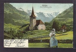 CPA SUISSE - FRUTIGEN - Kirche , Doldenhorn U. Attels - Jolie Vue Générale Du Village ANIMATION + Jolie Oblitération - Frutigen