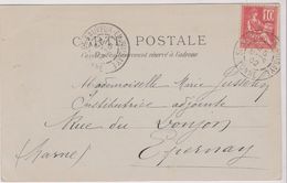 10 C Rouge MOUCHON Type 2 .  (sur Cpa TONNERRE Tombeau Du Marquis De Louvois ) - 1900-02 Mouchon